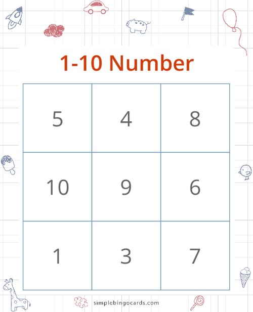 1-10 Number Bingo