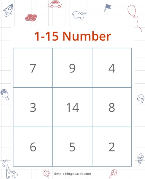 1-15 Number Bingo