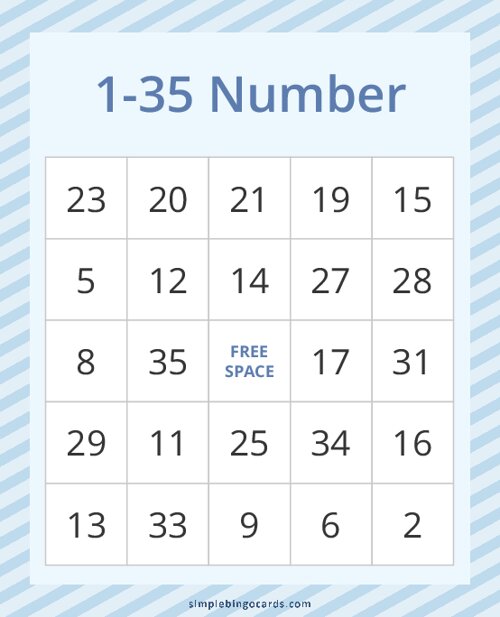 1-35 Number Bingo