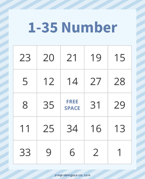 1-35 Number Bingo