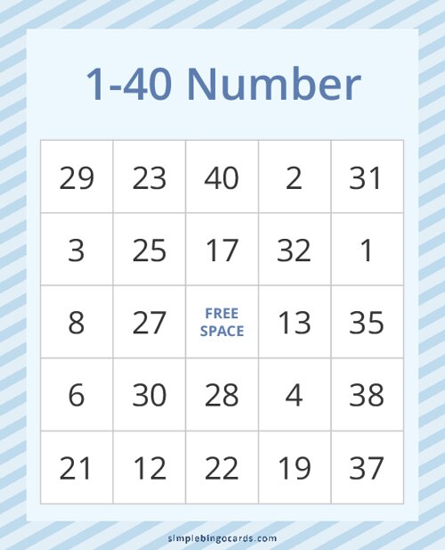 1-40 Number Bingo