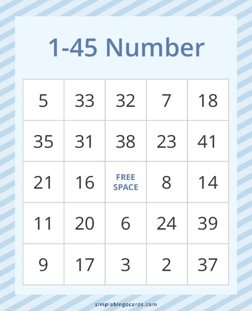 1-45 Number Bingo
