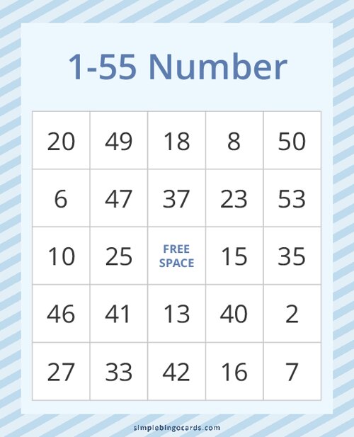 1-55 Number Bingo