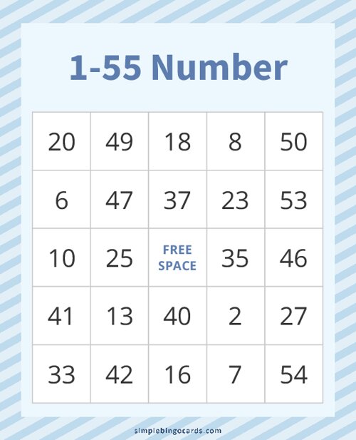 1-55 Number Bingo