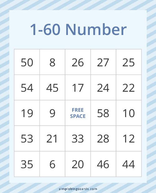 1-60 Number Bingo