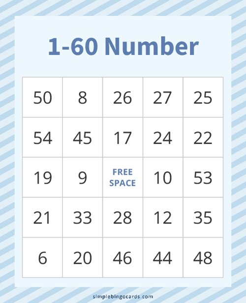 1-60 Number Bingo