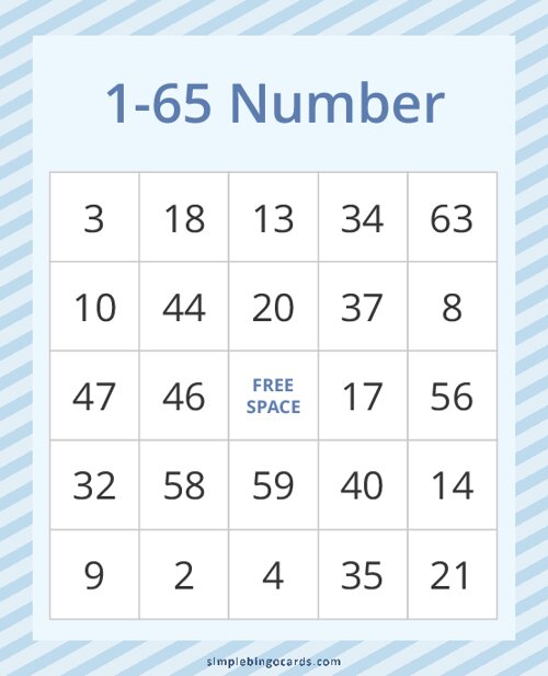 1-65 Number Bingo