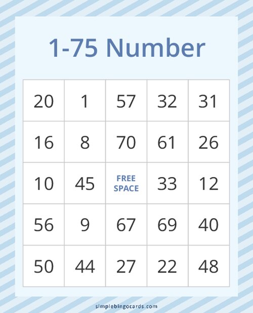1-75 Number Bingo