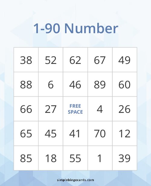 1-90 Number Bingo