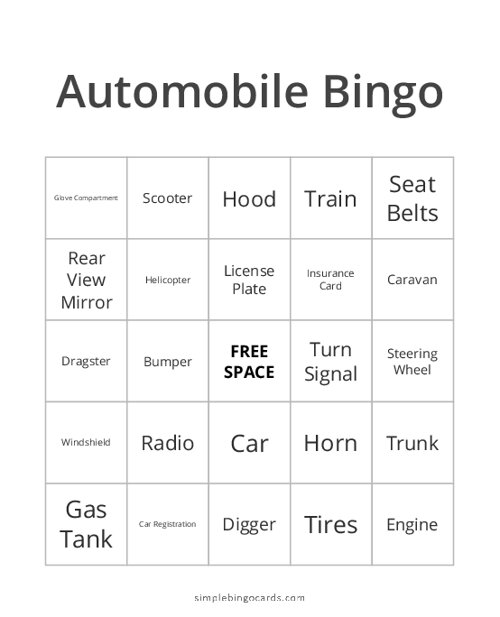 Automobile Bingo