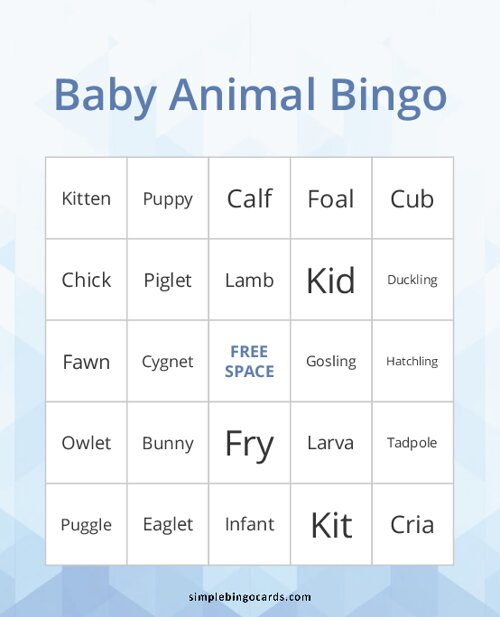 Baby Animal Bingo