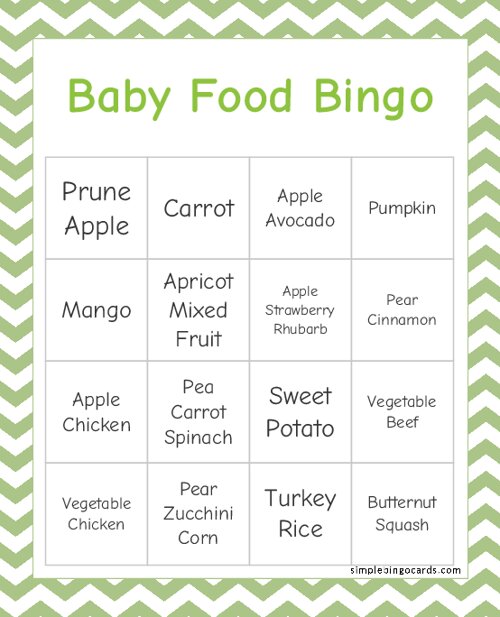 Baby Food Bingo