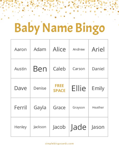 Baby Name Bingo