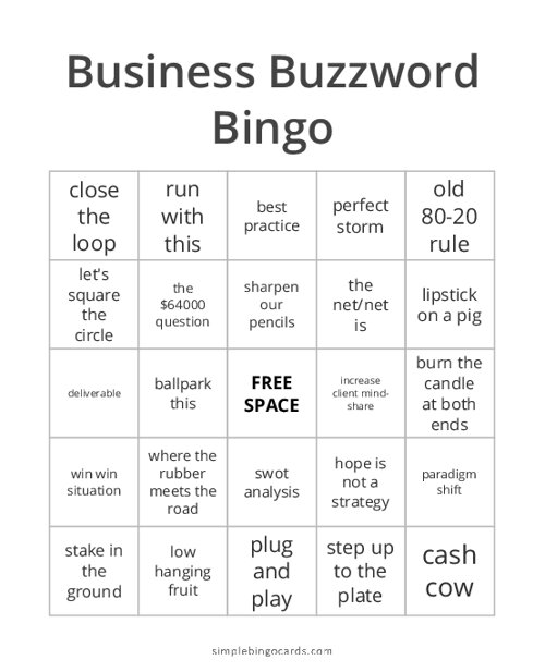 Business Buzzword Bingo