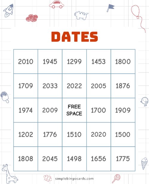 Dates Bingo