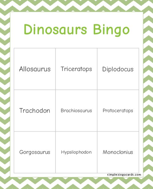 Dinosaurs Bingo