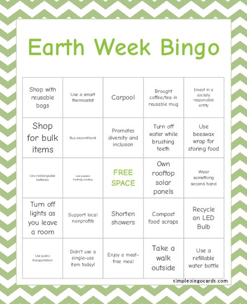 Earth Week Bingo