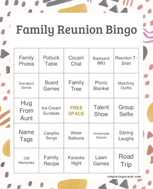Family Reunion Bingo