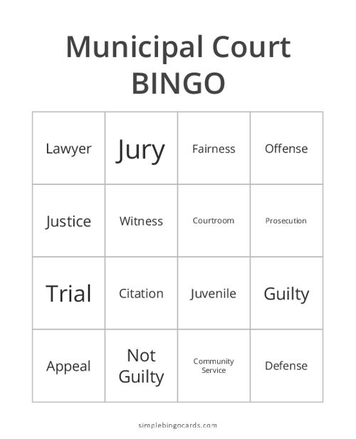 Municipal Court Bingo