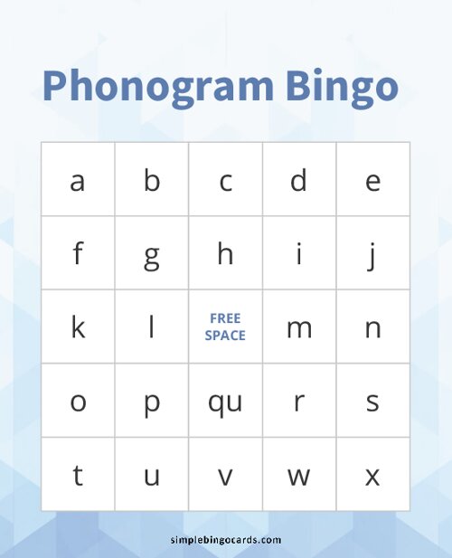 Phonogram Bingo
