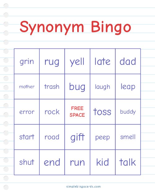 Synonym Bingo