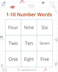 1-10 Number Word Bingo
