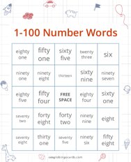 1-100 Number Words Bingo