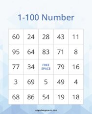 1-100 Number Bingo