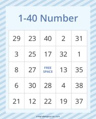 1-40 Number Bingo