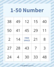 1-50 Number Bingo