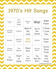 1970s Hit Songs Bingo