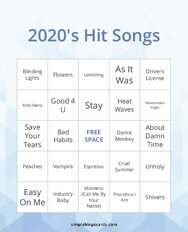 2020s Hit Songs Bingo
