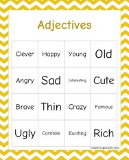 Adjectives Bingo
