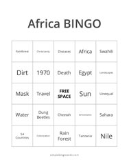 Africa Bingo
