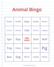 Animal Bingo