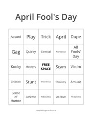 April Fools Day Bingo