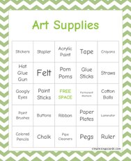 Art Supplies Bingo