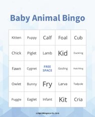 Baby Animal Bingo