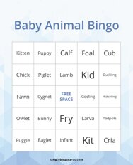 Baby Animal Bingo
