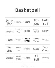 Handball Bingo Card