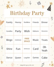 Birthday Party Bingo