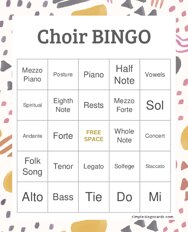 Choir Bingo