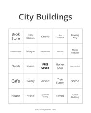 City Buildings Bingo