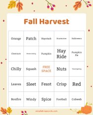 Fall Harvest Bingo