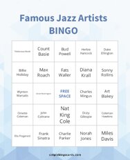 Famous Jazz Artists Bingo