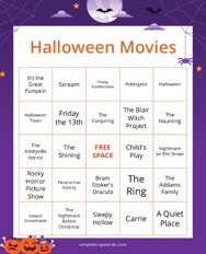 Halloween Movies Bingo
