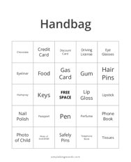 Handbag Bingo