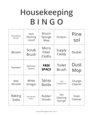 Housekeeping Bingo