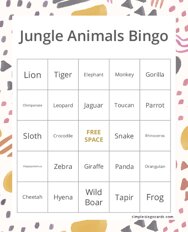 Jungle Animals Bingo