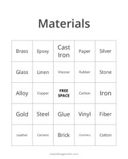 Materials Bingo